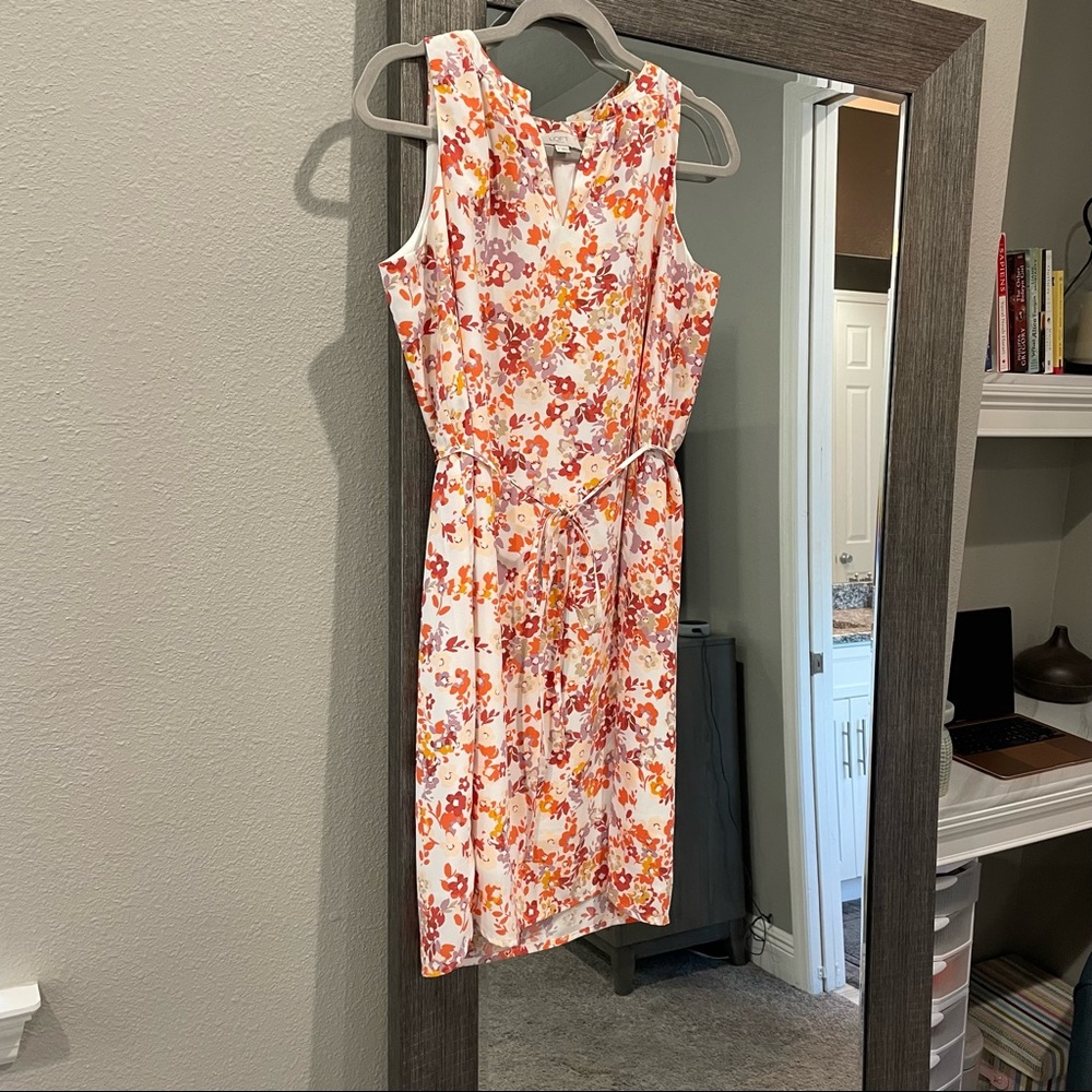 LOFT Sleeveless V neck Floral Print Dress Size Small